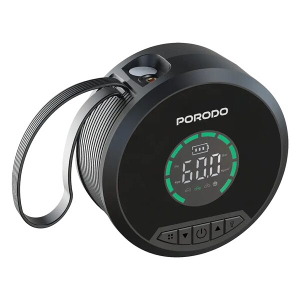 بنك طاقة ومشغل تشغيل السيارة Porodo Gagefit مع منفاخ إطارات ومصباح إضاءة - أسود